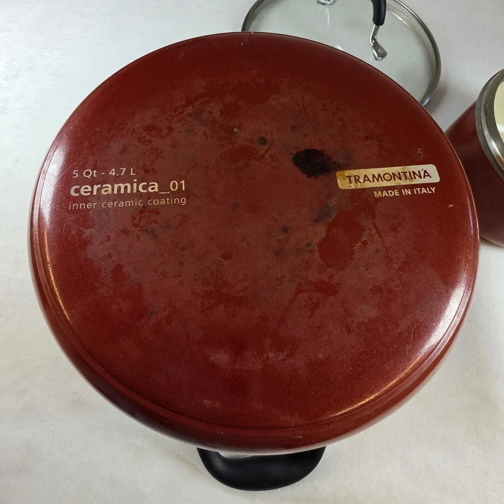 Tramontina Ceramica_01 Red Ceramic Cookware Set 5Qt Dutch Oven 1.5Qt Saucepan